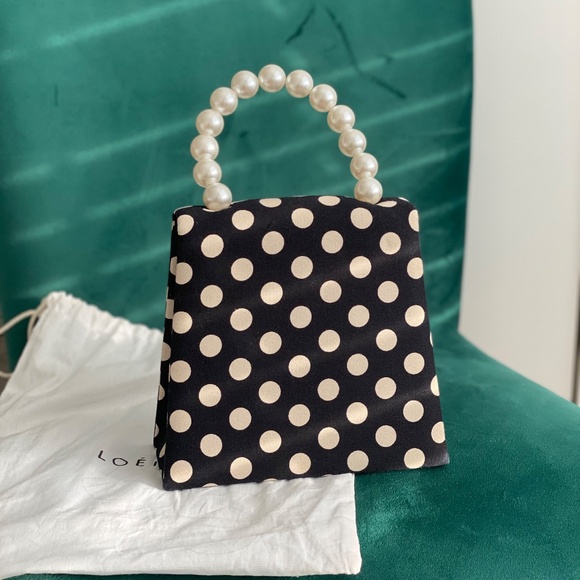 Black and Off White Polka Dotted Handbag - Picture 5 of 9